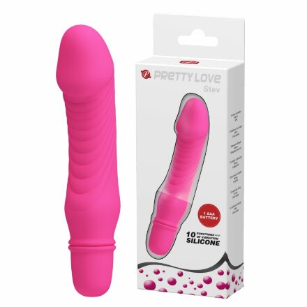 Розовый вибратор Stev - 13,5 см. 