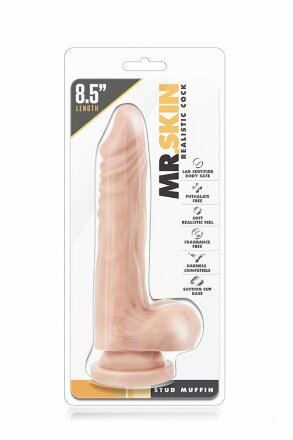 Телесный фаллоимитатор на присоске Dr. Skin Realistic Cock Stud Muffin - 21,6 см. 