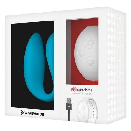 Голубой вибратор для пар с белым пультом-часами Weatwatch Dual Pleasure Vibe 