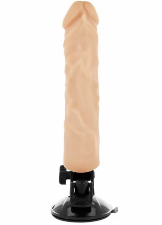 Телесный вибратор на мощной присоске Basecock Realistic Vibrator - 21 см. 