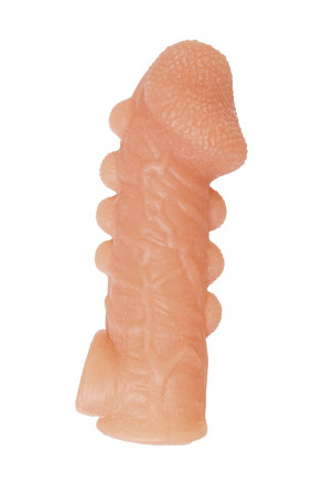 Телесная закрытая насадка с шишечками Cock Sleeve Size M - 15,6 см. 