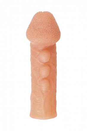 Телесная закрытая насадка с шишечками Cock Sleeve Size M - 15,6 см. 