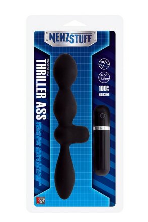 Чёрная двусторонняя вибровтулка  MENZSTUFF THRILLER ASS DUAL HEAD 
