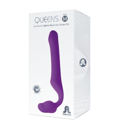 Лиловый безремневой страпон Queens M 