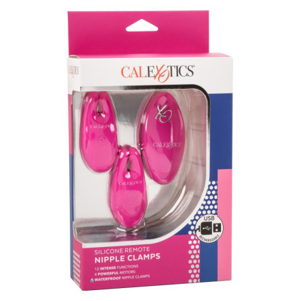 Розовые зажимы для сосков с дистанционным управлением Silicone Remote Nipple Clamps 