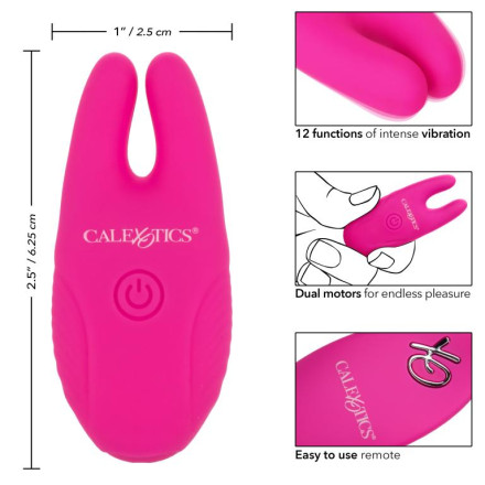 Розовые зажимы для сосков с дистанционным управлением Silicone Remote Nipple Clamps 