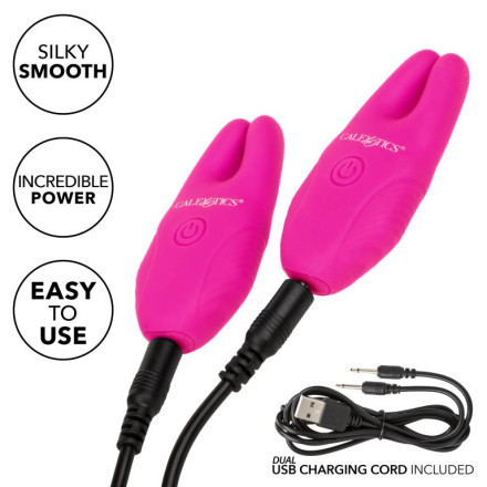 Розовые зажимы для сосков с дистанционным управлением Silicone Remote Nipple Clamps 