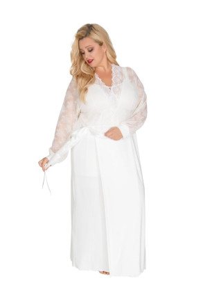 Роскошный пеньюар plus size в пол с кружевным верхом 