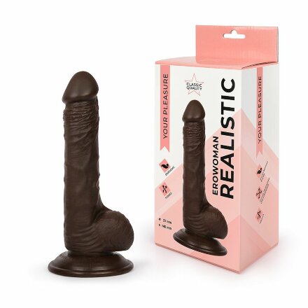 Реалистичный фаллоимитатор Erowoman коричневого цвета 