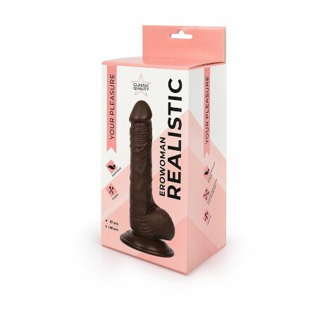 Реалистичный фаллоимитатор Erowoman коричневого цвета 