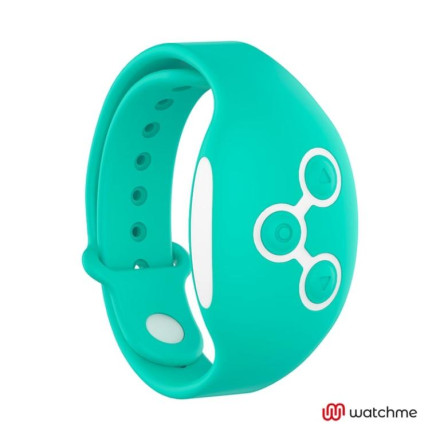 Голубой вибратор для пар с зеленым пультом-часами Weatwatch Dual Pleasure Vibe 