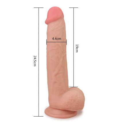Телесный фаллоимитатор на присоске Sliding Skin Dual Layer Dong - 24,5 см. 