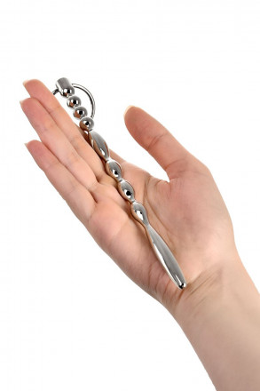 Серебристый фигурный уретральный плаг с кольцом в основании TOYFA Metal - 19 см. 