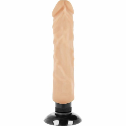 Телесный вибратор на присоске Basecock Realistic Vibrator 2in1 - 20 см. 