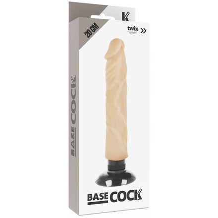 Телесный вибратор на присоске Basecock Realistic Vibrator 2in1 - 20 см. 
