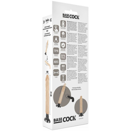 Телесный вибратор на присоске Basecock Realistic Vibrator 2in1 - 20 см. 