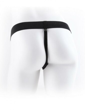 Телесный полый страпон Hollow Strap-On with Balls - 18,9 см. 