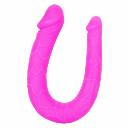 Розовый двусторонний фаллоимитатор Silicone Double Dong AC/DC - 30,5 см. 