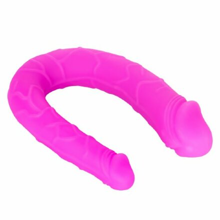 Розовый двусторонний фаллоимитатор Silicone Double Dong AC/DC - 30,5 см. 