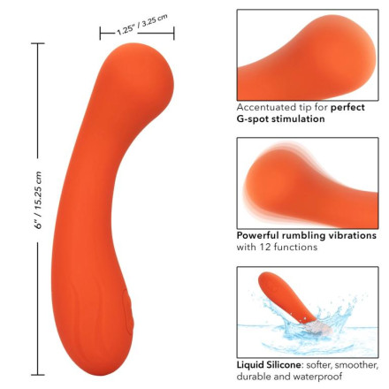 Оранжевый вибромассажер Liquid Silicone G-Wand - 15,25 см. 