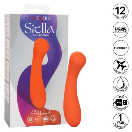 Оранжевый вибромассажер Liquid Silicone G-Wand - 15,25 см. 