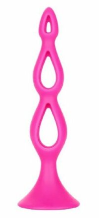 Розовая анальная елочка Silicone Triple Probe - 14,5 см. 