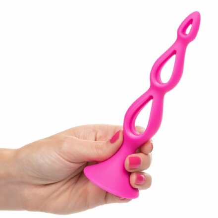 Розовая анальная елочка Silicone Triple Probe - 14,5 см. 