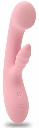 Нежно-розовый вибратор со стимулятором клитора The Unicorn - 21,5 см. 