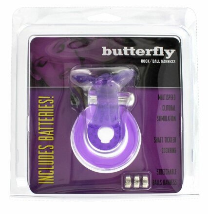 Эрекционное кольцо с вибрацией COCK&amp;BALL RING BUTTERFLY JELLY VIBE 