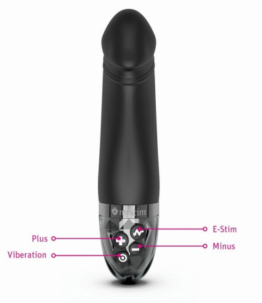 Черный вибратор с электростимуляцией Real Deal Neal - 16,5 см. 