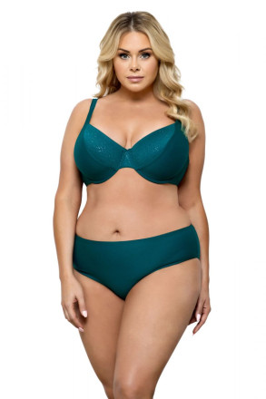Раздельный купальник plus size с блестящими деталями на лифе 