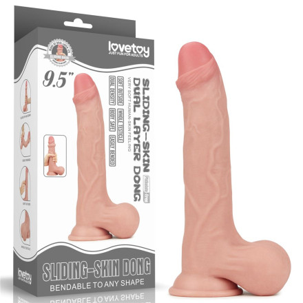 Телесный фаллоимитатор Sliding Skin Dual Layer Dong - 24,5 см. 