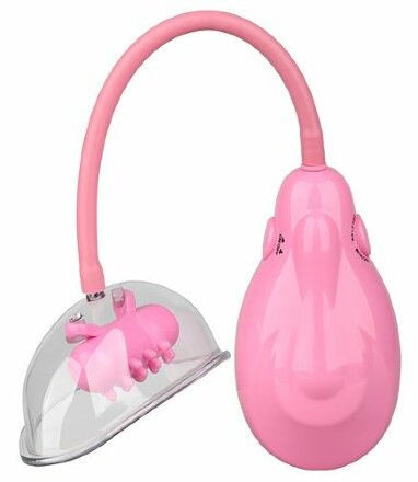 Розовый вакуумный вибромассажер VIBRATING VAGINA PUMP 