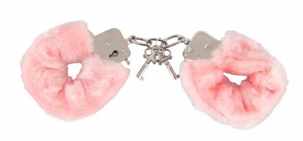 Розовые меховые наручники Love Cuffs Rose 