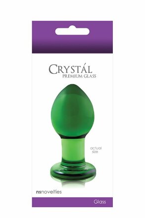 Зеленая стеклянная анальная пробка Crystal Medium - 7,5 см. 