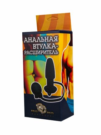 Черная анальная втулка-расширитель с грушей - 11,5 см. 