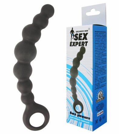 Чёрная анальная цепочка Sex Expert - 15 см. 