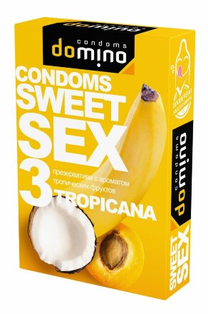 Презервативы для орального секса DOMINO Sweet Sex с ароматом тропических фруктов - 3 шт. 