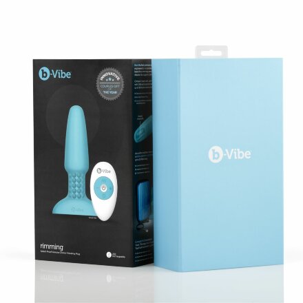 Голубая вибропробка с ротацией шариков RIMMING REMOTE CONTROL PLUG TEAL - 15,2 см. 