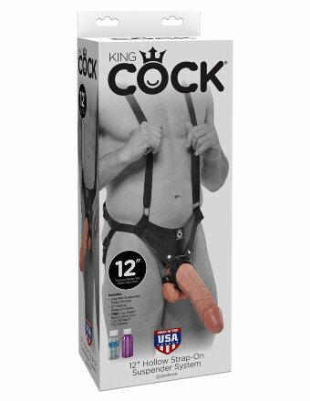 Страпон-система с телесной насадкой 12&quot; Hollow Strap-On Suspender System - 30 см. 
