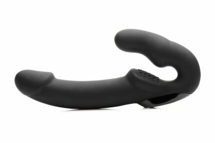 Черный безремневой страпон Urge Silicone Strap On с пультом ДУ - 24 см. 