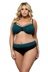 Стильный купальник plus size с декоративными бретелями и леопардовым принтом