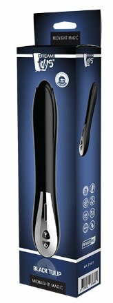 Черный вибромассажер MAGIC BLACK TULIP - 22 см. 