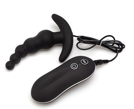 Черный анальный вибростимулятор Beads Style Vibrating Anal Plug 