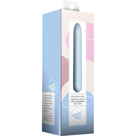 Голубой мини-вибратор Sugar Blue - 14,2 см. 