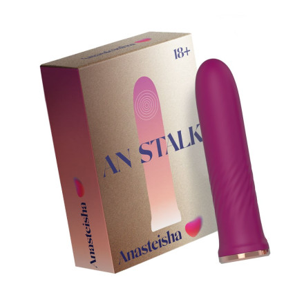 Сливовый миниатюрный вибромассажер AN Stalk - 10,2 см. 