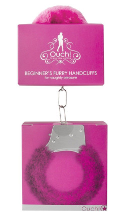 Пушистые розовые наручники OUCH! Pink  