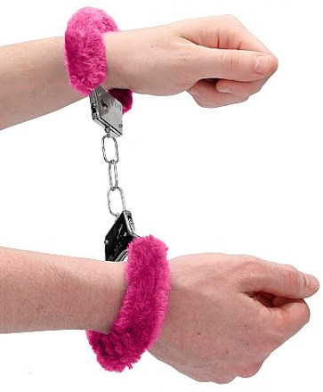 Пушистые розовые наручники OUCH! Pink  