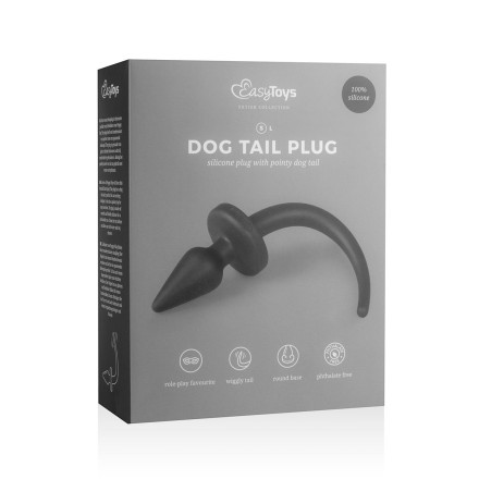 Черная пробка с хвостом собаки Dog Tail Plug S 