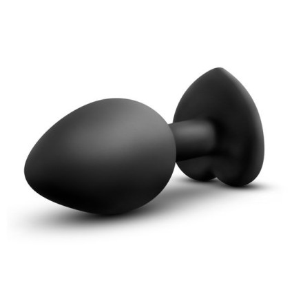 Черная анальная втулка с прозрачным кристаллом в виде сердечка Bling Plug Small - 7,6 см. 